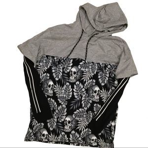 Westy Skulls Leafs Hooded Long Sleeve Shirt NWT